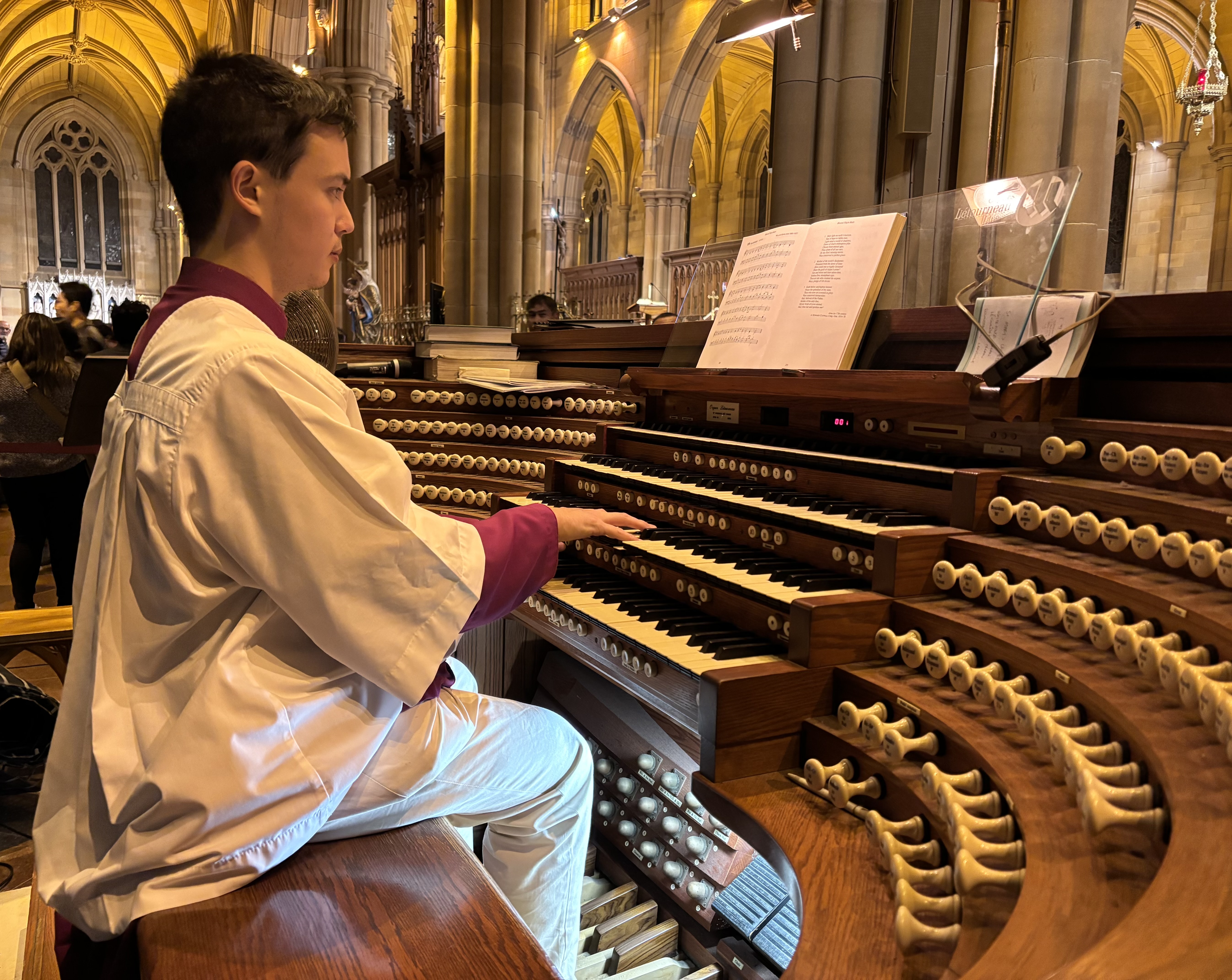 Patrick at the organ of St Mary's Cathedral